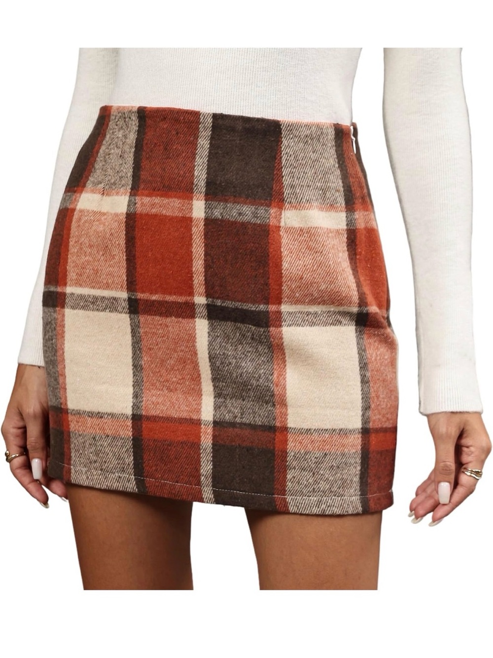 Dookttker Womens Plaid Flannel Skirts High Waisted Bodycon Wool Mini Skirts nwot